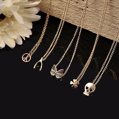 Gold Rose Link Chain Lady's Jewelry Pendant Necklace WOMEN Charm Solid Statement
