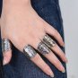 Bohemia Totems Pattern Women Rings Silver Plated Knuckle Fashion Band Midi Ring