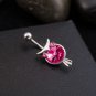 Fashion Double Heart Zircon Crystal Belly Button Navel Ring Body Piercing Gift