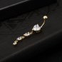 Fashion Double Heart Zircon Crystal Belly Button Navel Ring Body Piercing Gift