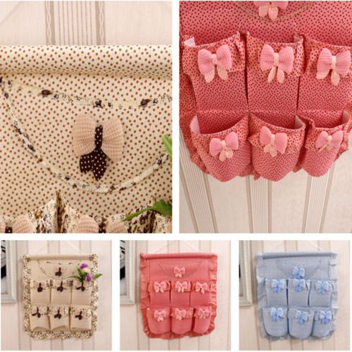 Hotsale Pratical Silk Wall Hanging Storage Bag Organizer 4 Pockets Hanging Bag