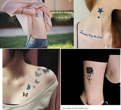 Black Metallic Flash Temporary Tattoos Stickers Temporary Body Art Tatoo