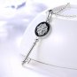 Black Key To My Heart w/ Flower Zircon Jewelry Pendant Necklace Gold Tone Chain