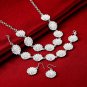 925 Silver Plated Apple Design Earrings Bracelet Chain Pendant Jewelry Set New