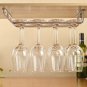 2 Rows Stainless Steel Wine Glass Hanging Rack Holder Fix Shelf Bar Hanger