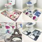 3pcs/Set Eiffel Tower Flannel Mat Toilet Cover Set Non Slip Bathroom Carpet Rug