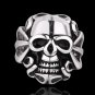 US 7 8 9 Men's Silver Dead Gothic Cross Death Stainless Steel Biker Ring Band