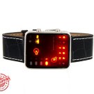 Cool Black Binary Display PU Leather Band LED Watch (Black)