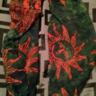 Tie Dyed Green and Orange Sun Infinity Scarf