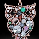 Color crystal owl necklace