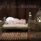 Newborn Log Bed with Lantern Digital Layered File Photography Template# 702