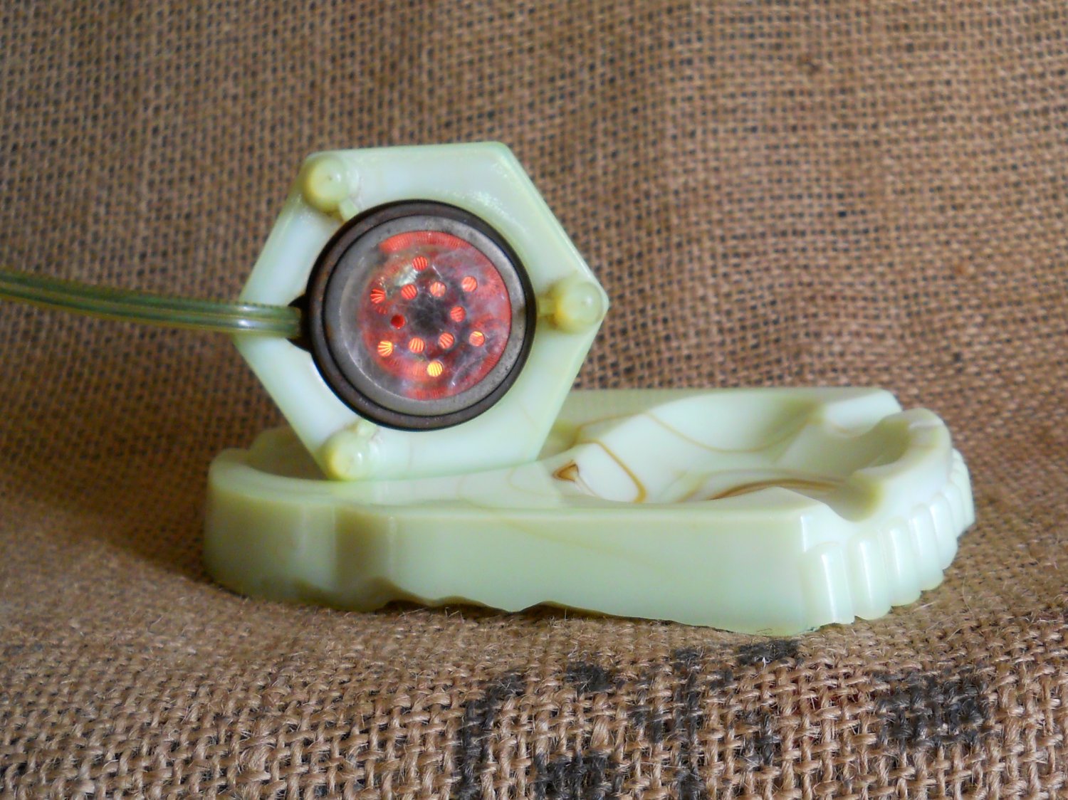 Vintage Electric Cigar Cigarette Lighter with Ashtray HOUZE Agate Swirl