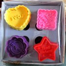 Cookie Cutter Stamp Mold 4pcs MESSAGE WORDING DIFFERENT SHAPE Series Pie Crust Cutter Set