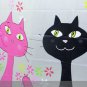 3 CAT DESIGN Waterproof Shower Curtain Set 180 x 200 cm Chat Chat Chat Design