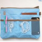 Bag inside Bag BLUE Travel Insert Handbag w/ Zipper Large Liner Organizer Purse