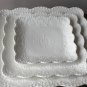 CERAMIC WHITE Color SQUARE SHAPE FLOWER PATTERN 3 pcs Plate Set Convenient Use