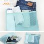 1 Set PEACH & LAKE BLUE COLOR 4 Different Size Travel Packing Mesh Travel Pouch 2 Set
