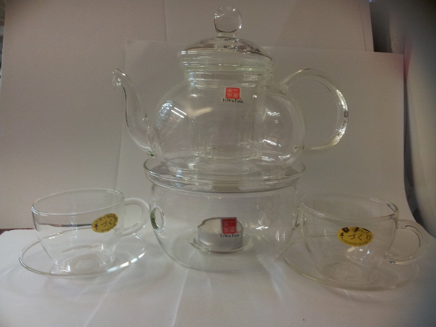 600ml Clear Glass Heat Resistant Infuser Teapot with Warmer & Cup Nice