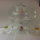 600ml Clear Glass Heat Resistant Infuser Teapot with Warmer & Cup Nice for Flower/Green Tea Pot