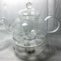 600ml Clear Glass Heat Resistant Infuser Teapot with Warmer & Cup Nice for Flower/Green Tea Pot