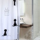 Black & White Cute Little Cat DESIGN Waterproof Shower Curtain Set 180 x 180 cm Design