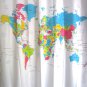 WORLD MAP Colorful Design 180 x 180 cm Polyester Bathroom Use SHOWER CURTAIN Set