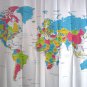 WORLD MAP Colorful Design 180 x 180 cm Polyester Bathroom Use SHOWER CURTAIN Set