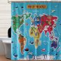 WORLD MAP Cute Animal Cartoon 180X200cm Bathroom Use Shower Curtain Set