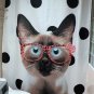 180 x 200 cm Cute CAT with Glass Dot Pattern Bathroom Use Shower Curtain Set
