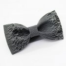 BOW TIE with Printed WHITE LINES on BLACK Frabic Classical Design Tuxedo Match