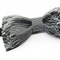 BOW TIE with Printed WHITE LINES on BLACK Frabic Classical Design Tuxedo Match