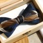 BLUE Color VELVET Fabric 2 Tones FEATHER BOW TIE Tuxedo Use Party Daily Easy Use