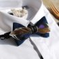 BLUE Color VELVET Fabric 2 Tones FEATHER BOW TIE Tuxedo Use Party Daily Easy Use
