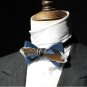 BLUE Color VELVET Fabric 2 Tones FEATHER BOW TIE Tuxedo Use Party Daily Easy Use