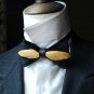 BLACK Color VELVET Fabric GOLD FEATHER BOW TIE Tuxedo Use Party Daily Easy Use
