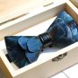 BLACK Color VELVET Fabric GOLD FEATHER BOW TIE Tuxedo Use Party Daily Easy Use