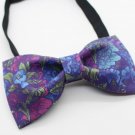 FLOWER BLOSSOM Purple Color Printed Fabric BOW TIE For Party Use Causal Use