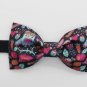 Cartoon Monster Black Color Printed Fabric BOW TIE For Party Use Causal Use