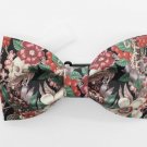FLORAL & SKULL Pattern Black Color Fabric BOW TIE Good for Party Casual Easy Use FLORAL & SKULL Pattern Black Color Fabric BOW TIE Good for Party Casual Easy Use