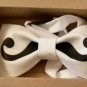 BOW TIE BLACK Mustache WHITE Fabric BOW TIE For Wedding Party Casual Easy Use