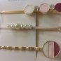 Set of Three HAIR CLIPS Metal Hairclips Hairpins PINK Round Shape>5.5 cm Length