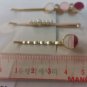 Set of Three HAIR CLIPS Metal Hairclips Hairpins PINK Round Shape>5.5 cm Length