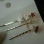 Set of Three HAIR CLIPS Metal Hairclips Hairpins PINK STAR SHAPE >5.5 cm Length