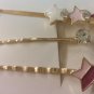 Set of Three HAIR CLIPS Metal Hairclips Hairpins PINK STAR SHAPE >5.5 cm Length