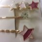 Set of Three HAIR CLIPS Metal Hairclips Hairpins PINK STAR SHAPE >5.5 cm Length
