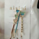 Set of Three HAIR CLIPS Metal Hairclips Hairpins BLUE TRIANGLE >5.5 cm Length