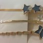 Set of Three HAIR CLIPS Metal Hairclips Hairpins BLUE STAR SHAPE >5.5 cm Length