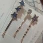 Set of Three HAIR CLIPS Metal Hairclips Hairpins BLUE STAR SHAPE >5.5 cm Length