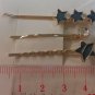 Set of Three HAIR CLIPS Metal Hairclips Hairpins BLUE STAR SHAPE >5.5 cm Length
