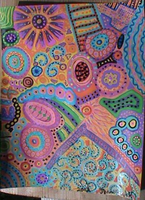 Abstract mixed media colorful original painting Chaos